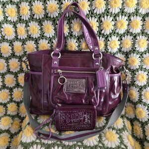 Coach Poppy Patent Leather Bag and Wristlet